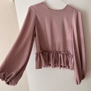 Purple puff sleeve peplum top